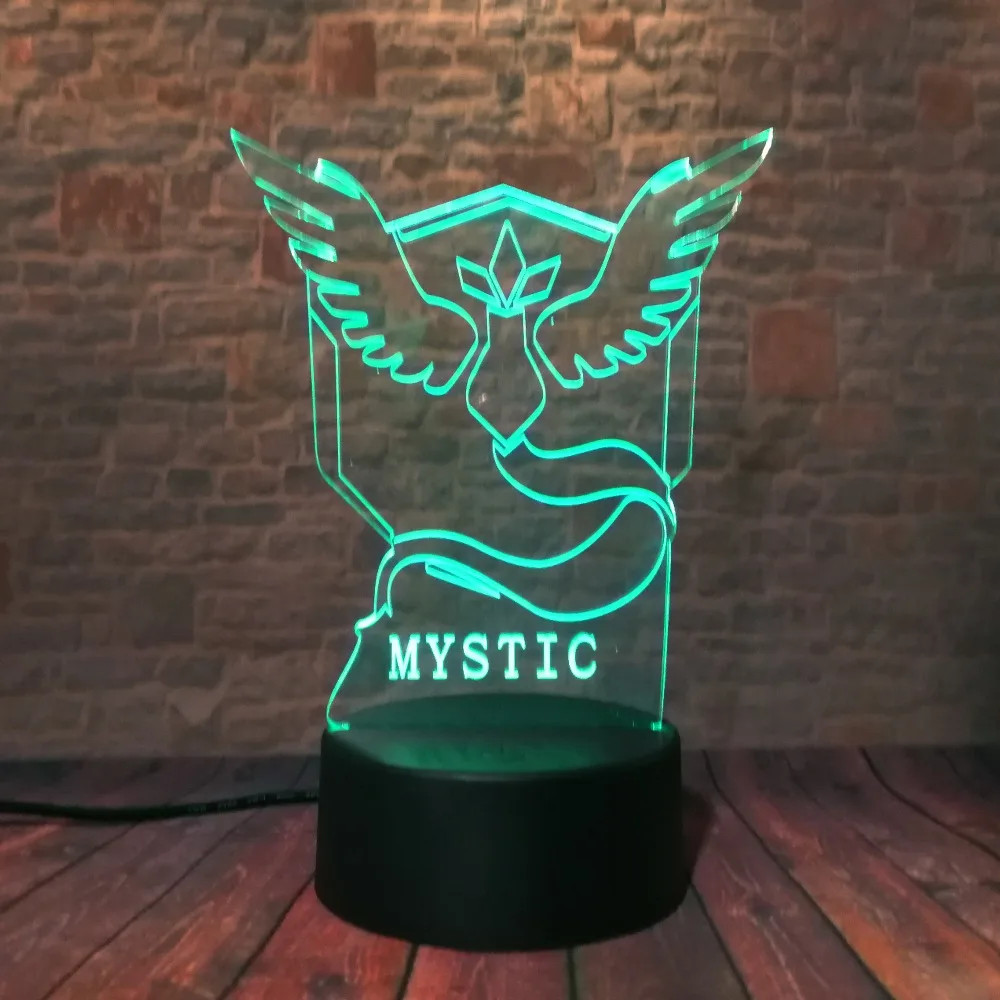 Хит продаж коллекция Pokemon Go команда Валора мистическая Instinct 3D LED Illusion ночник 7