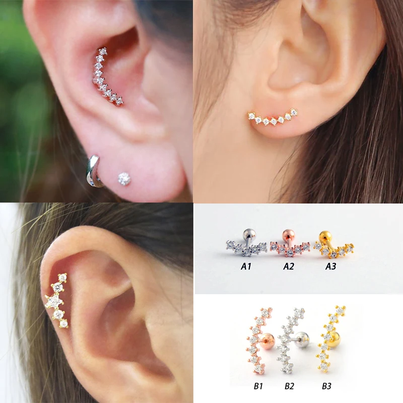 1 пара изогнутых кубических циркониевых стержней из нержавеющей стали пирсинг