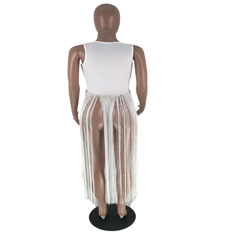 Large size ladies' Great Fashion Tassel Women Dress Cover Up Beach Lace O-Neck Bohe Summer Long Bandage | Женская одежда