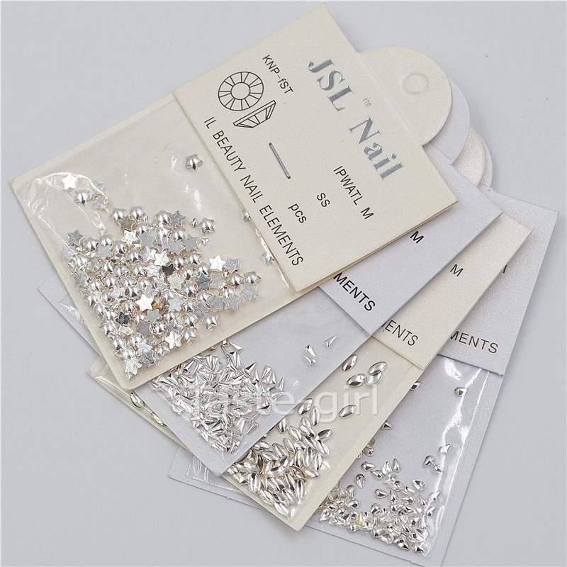 4 упаковки золотистых серебристых 3D металлических овальных треугольных звезд в