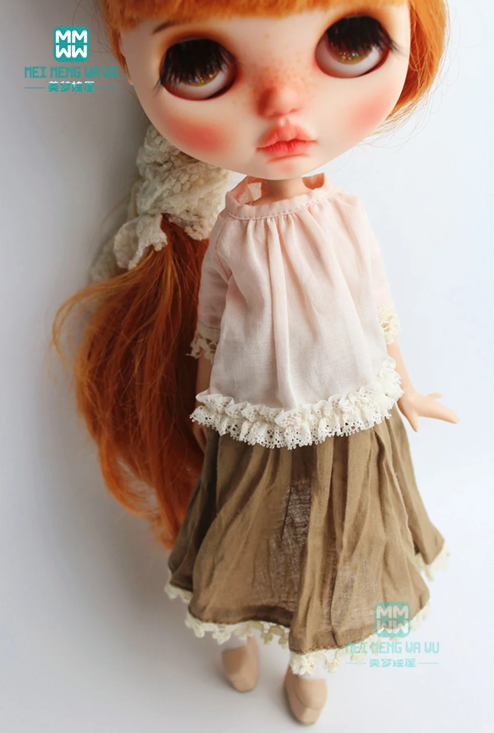 1 шт. одежда Blyth Doll модная розовая рубашка+ кружевная юбка цвета хаки для Blyth Azone кукла 1/6 аксессуары