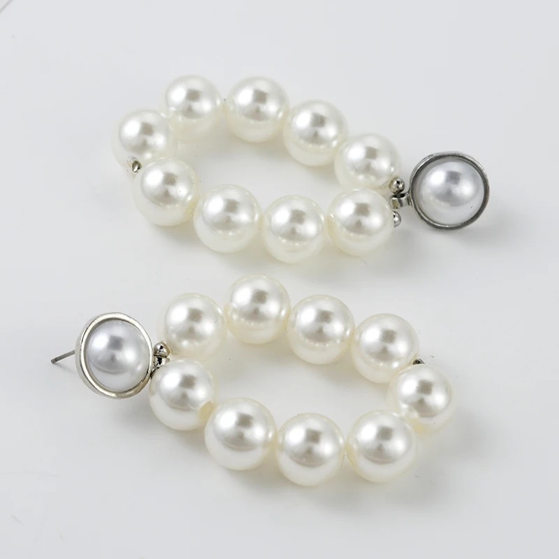 Flashbuy, серьги из сплава с жемчугом для женщин, массивные жемчужные простые Подвесные серьги, индивидуальные геометрические ювелирные изделия, трендовые аксессуары
