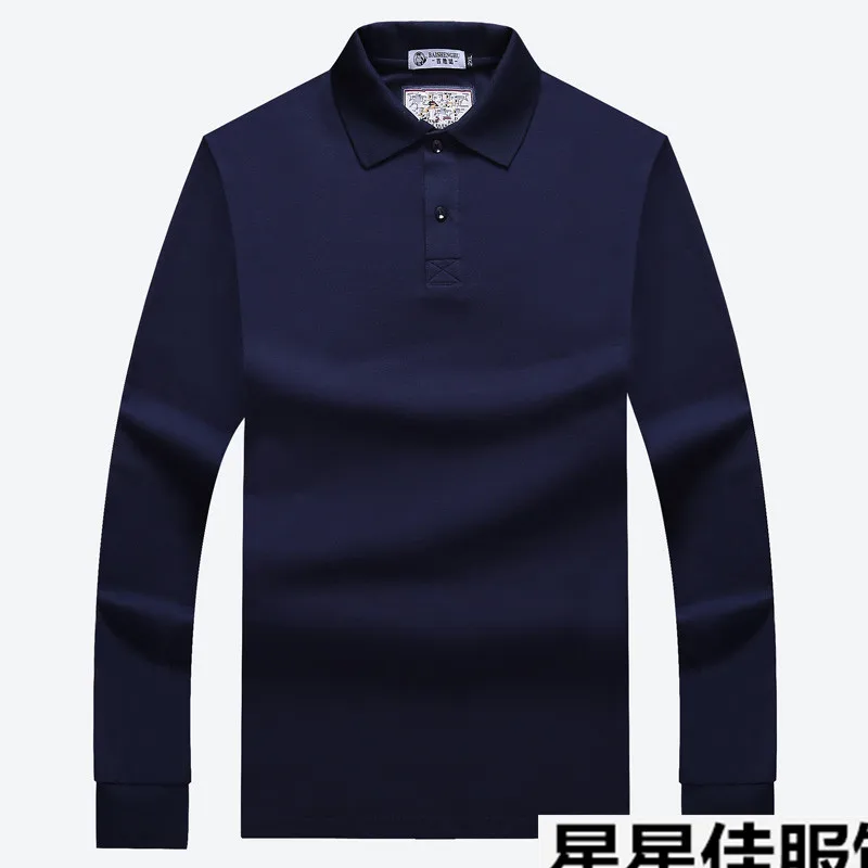 5 Большие размеры 8XL 6XL, Мужская рубашка поло с длинным рукавом, хлопок, Повседневная модная мужская рубашка поло, большой размер 5xl 4XL, тонкая черная футболка, топы - Цвет: 5
