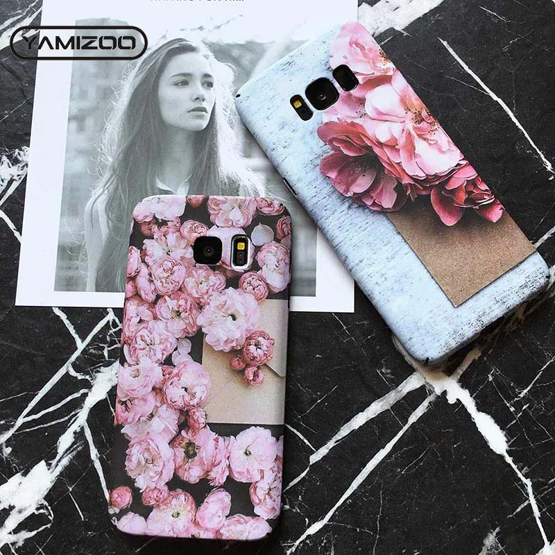 MOUSEMI For Samsung Galaxy s7 s8 Plus s9 Case Flower Hard Phone Cases Marble Back Cover Edge Note 8 |