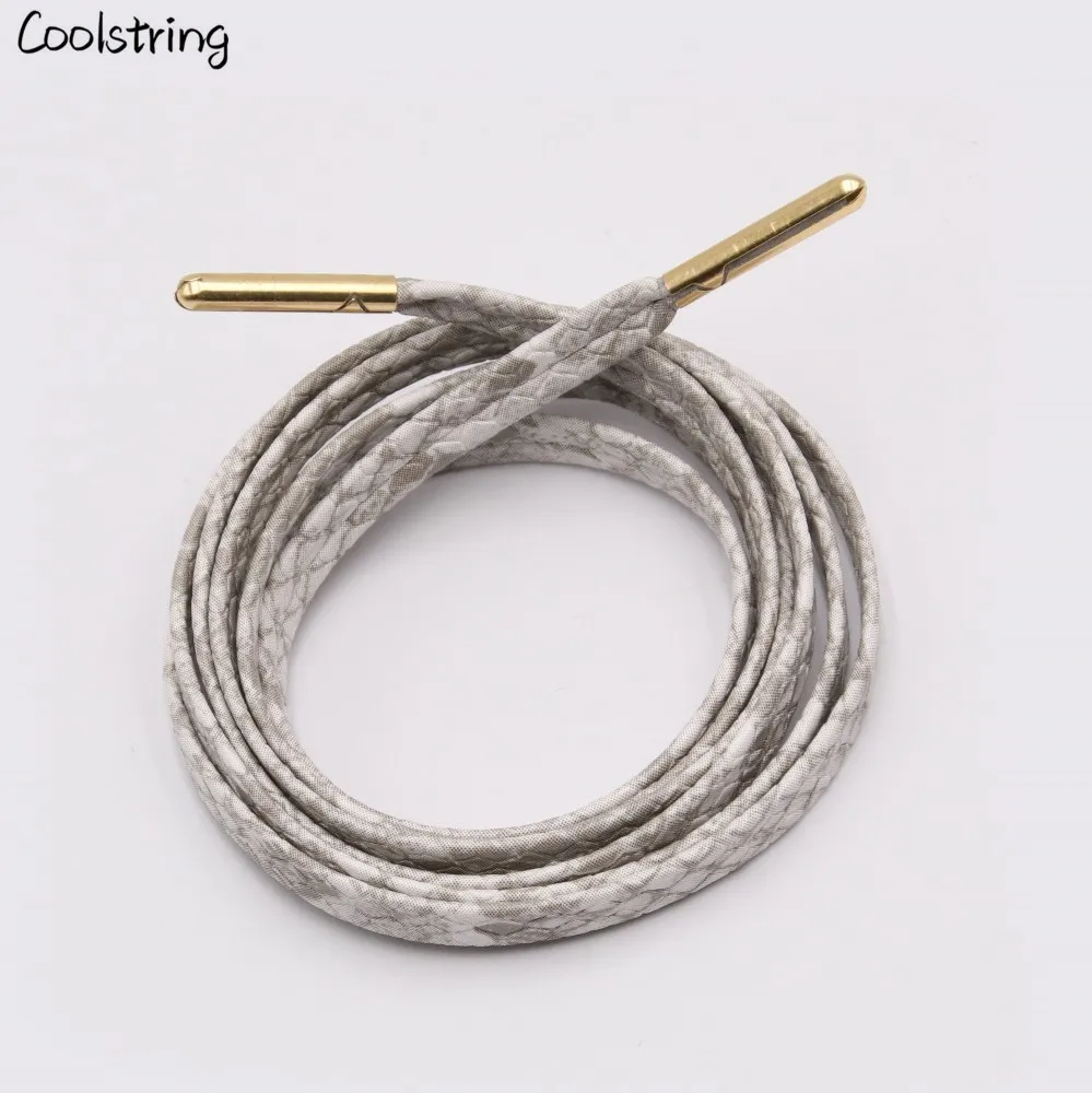 Coolstring/плоские шнурки из змеиной кожи; цвет белый, красный, серый, коричневый; роскошные кожаные шнурки с золотыми металлическими шнурками для спортивных кроссовок