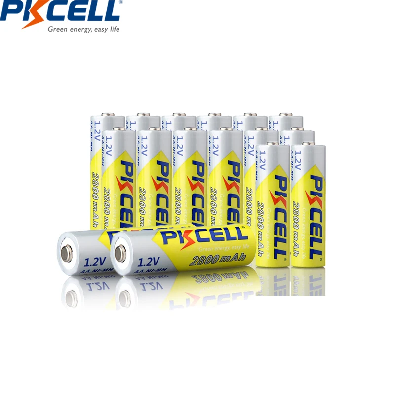 16 шт. аккумулятор PKCELL AA 2600 мАч ~ 2800 1 2 в Ni MH аккумуляторные батареи 2A NIMH