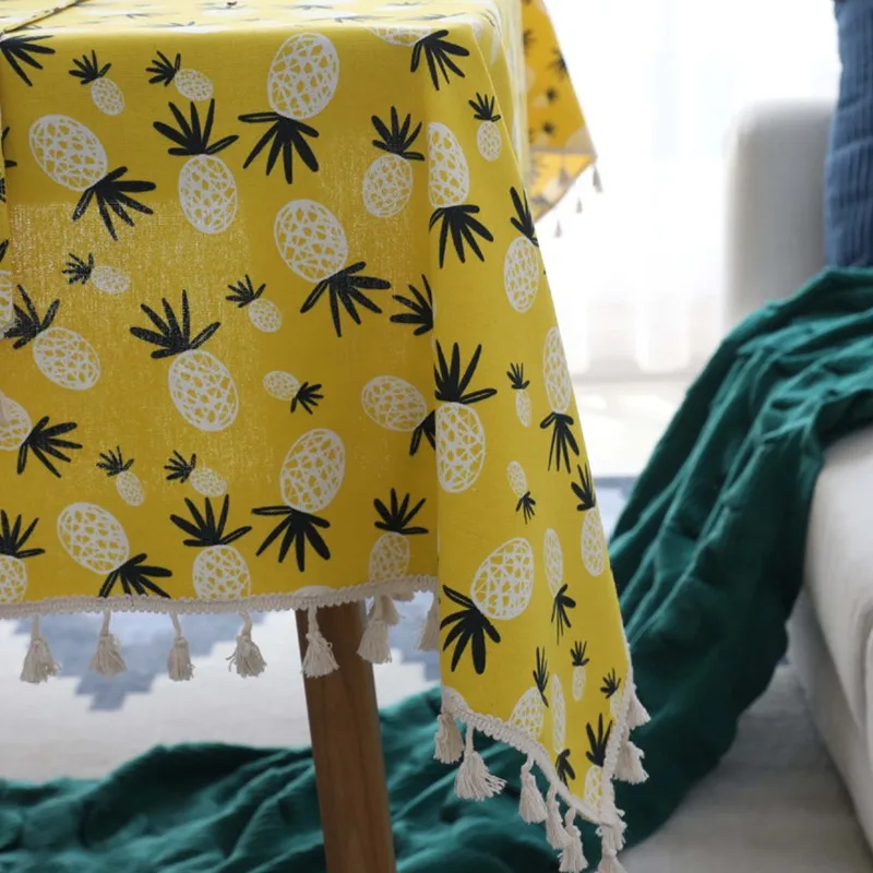 Free Shipping Pineapple Tablecloth Home/Hotel/Diner Table Cover Mantel De Mesa Multifunction Printed flax Covered Cloth Nappe | Дом и сад