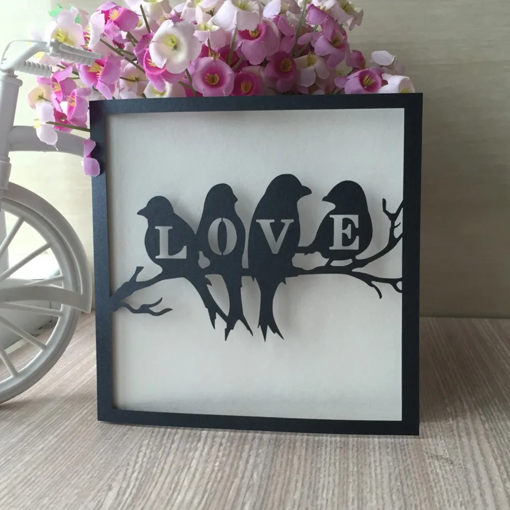 35 шт. Новое поступление блестящая бумажная птица с надписями на тему любви для