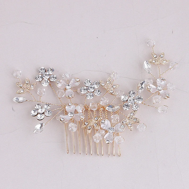 Цветочная расческа для волос с кристаллами и жемчугом ручной работы | Украшения