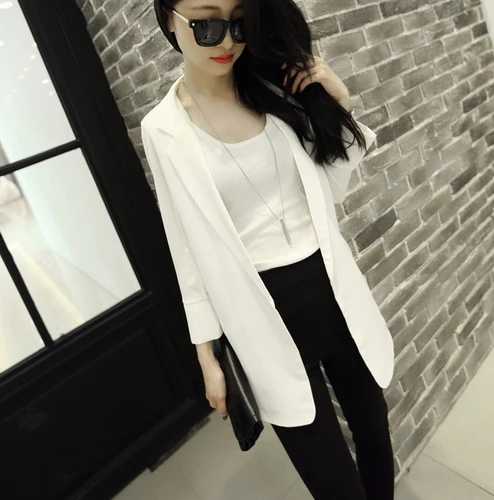 Женский тонкий шифоновый костюм однотонный блейзер с отложным воротником и