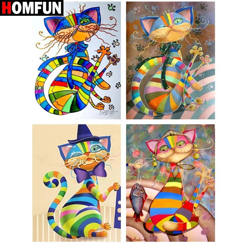 HOMFUN 3D алмазов картина &quotКот&quot Сделай Сам Полный Стразы сверла Вышивка крестом
