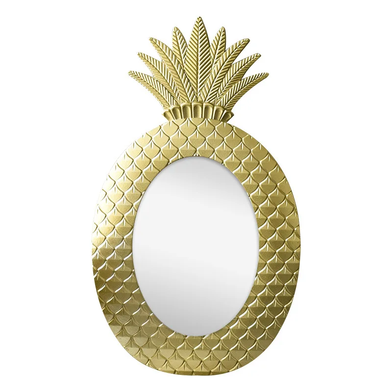 

Vintage Pineapple Geometric Pattern Golden Wall Decoration Mirror Bedroom Dressing Mirror Window Model Decoration R1623