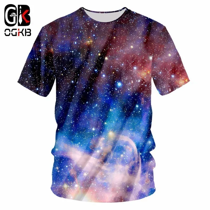 

OGKB 2018 New Summer Brand Shirt Cool T Shirts Print Galaxy Space Starry Star 3d T-shirt Man Short Sleeves Casual T Shirt 7XL