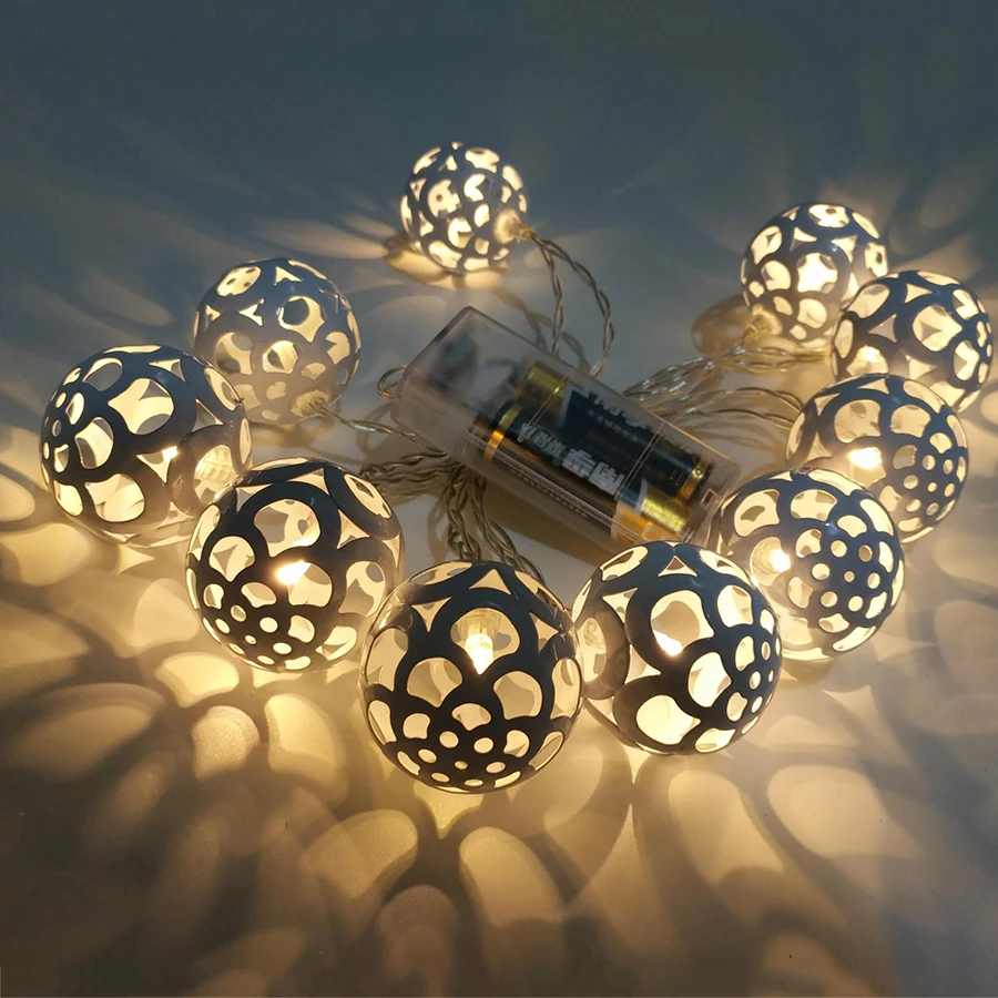 

Thrisdar AA Battery Metal Iron Hollow Ball LED String Fairy Light 1.5M 10 LED Globe Christmas Party Wedding Garland Fairy Light