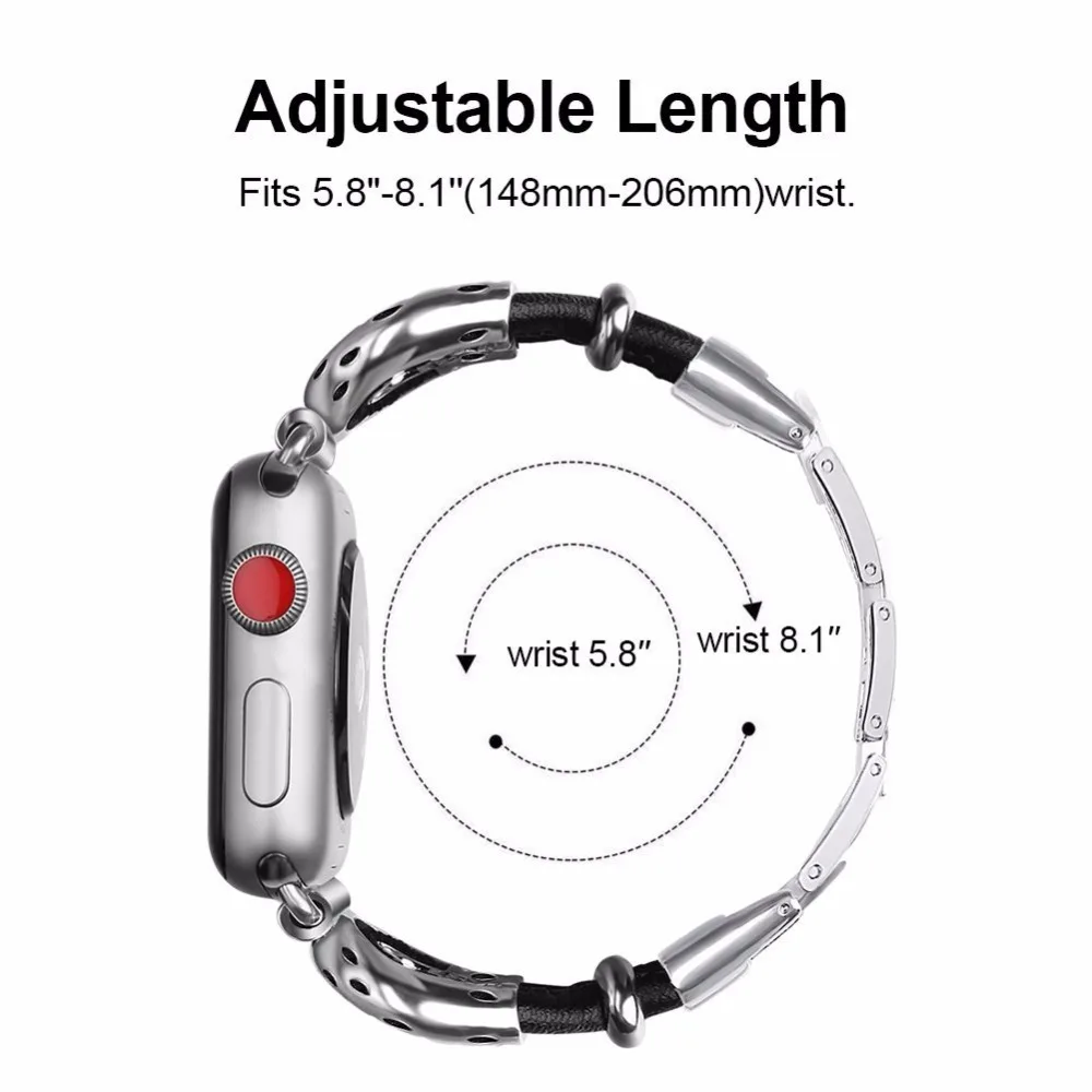 Для Apple Watch Регулируемый сменный кожаный ремешок из нержавеющей стали уникальный