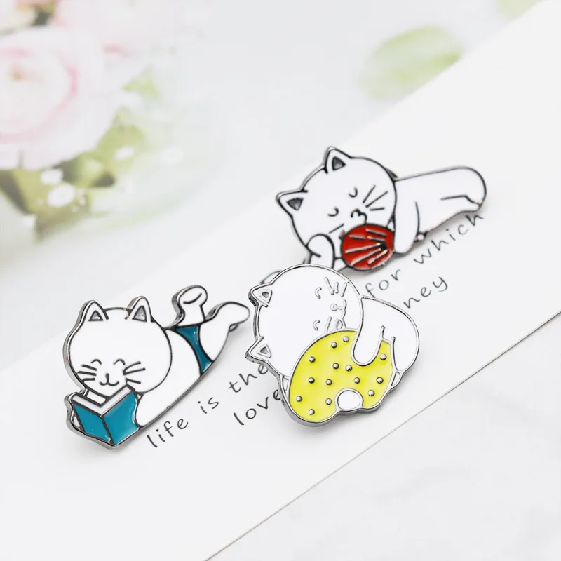 Мужская и женская брошь в виде масляной капли кошки металлический значок