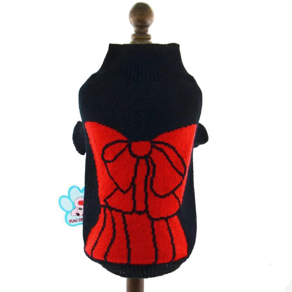 Red Bowknot Лидер продаж, свитер для собаки, кошки, свитера, джемперы, одежда для собак, одежда для маленьких собак, Одежда для животных, XS, s, m, l, xl, и розничная - Цвет: Red Bowknot