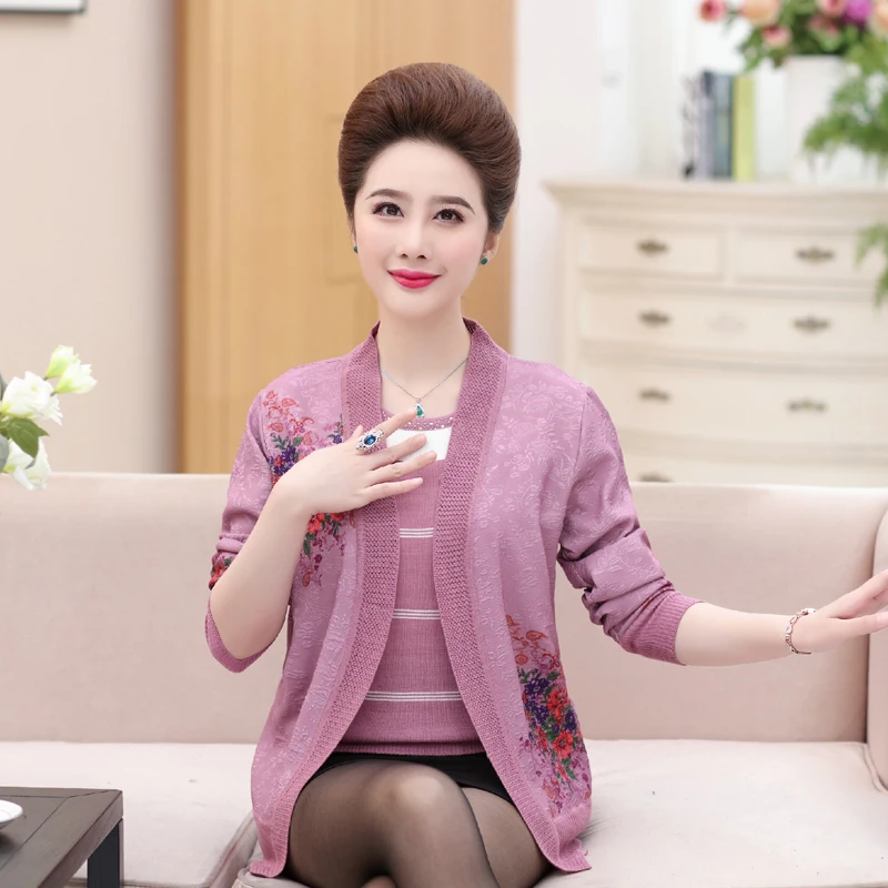 ASLTW Plus Size Real Two Pieces Sweater Set Women New Autumn O Neck Long Sleeve Cardigan + Shirt |