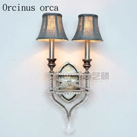 french iron antique crystal wall lamp living room study room bedroom european style creative crystal wall lamp free shipping