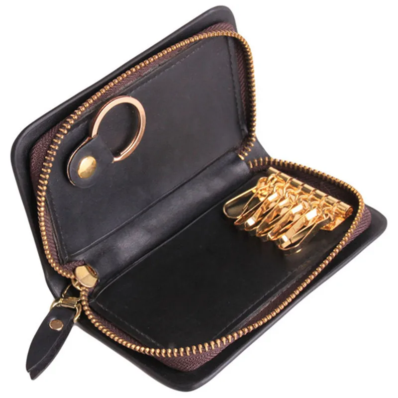 Leather Case Key Holder Men/Women Key Wallet Coin Purse Multifunction Fashion Housekeeper Key Bag Organizer images - 6