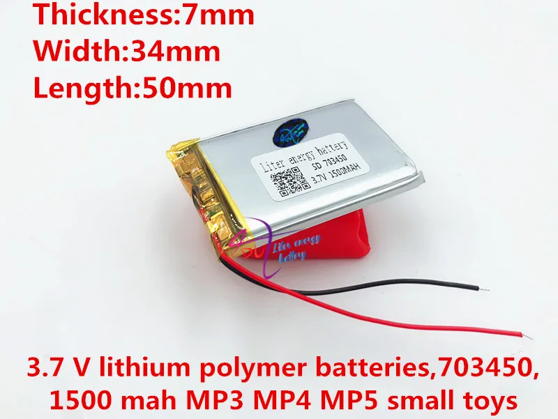 Недорогой литий полимерный аккумулятор MP3 1500 мАч 3 7 в 703450 073450 GPS мобильный