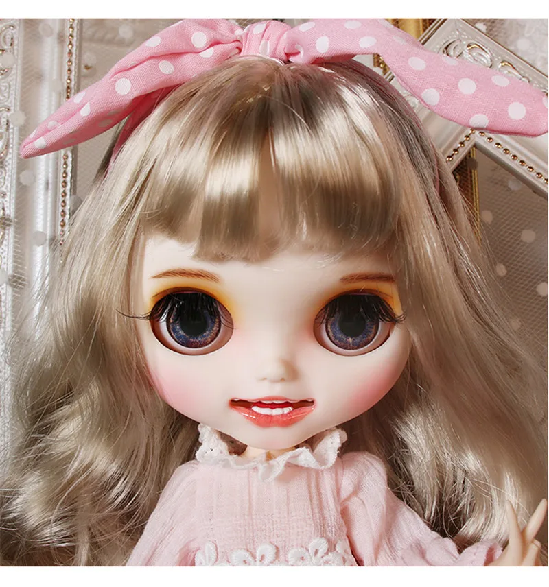 Ледяной обнаженный Blyth кукла для серии No. BL8800 серебряные волосы резные Губы Улыбка матовое лицо суставное тело 1/6 bjd