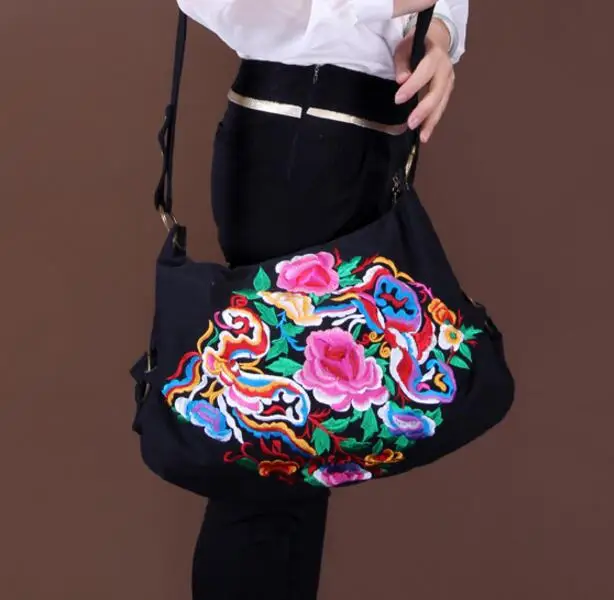 

2023 New National Women Embroidery Bag Embroidered Shoulder Messenger Bag Handbag Vintage Hmong Ethnic Thai Indian Boho Bags