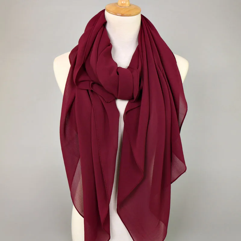 H1183 новейший простой шифоновый мусульманский квадратный шарф большого размера с