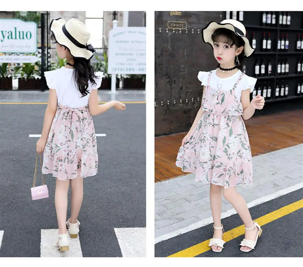 MXTOPPY Kid Clothes For Girls Beach Dress 2018 Summer Floral Short Sleeve Children's Robe Fille | Детская одежда и обувь