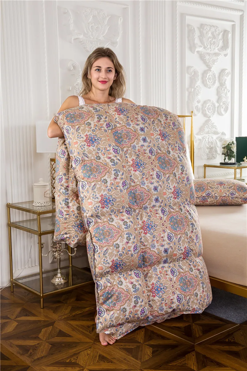 Утепленное одеяло из 100% хлопка с принтом гусиный пух полноразмерный Королевский