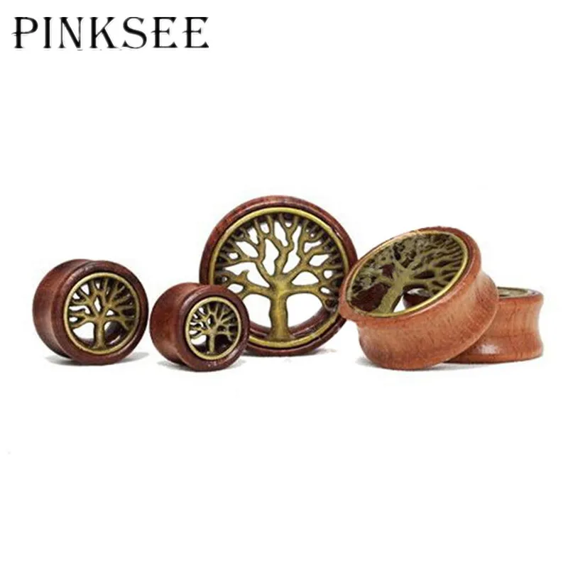 PINKSEE горячая Распродажа древесины 1 пара серьги маленькое дерево уха туннель для