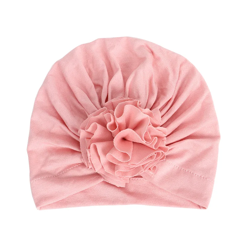 Pink flower Новинка; шапка для маленьких девочек; шапка-тюрбан из хлопка; реквизит для фотосессии; детская шапочка; аксессуары для малышей; шапка для девочек; шапки; 16 цветов - Цвет: Pink flower