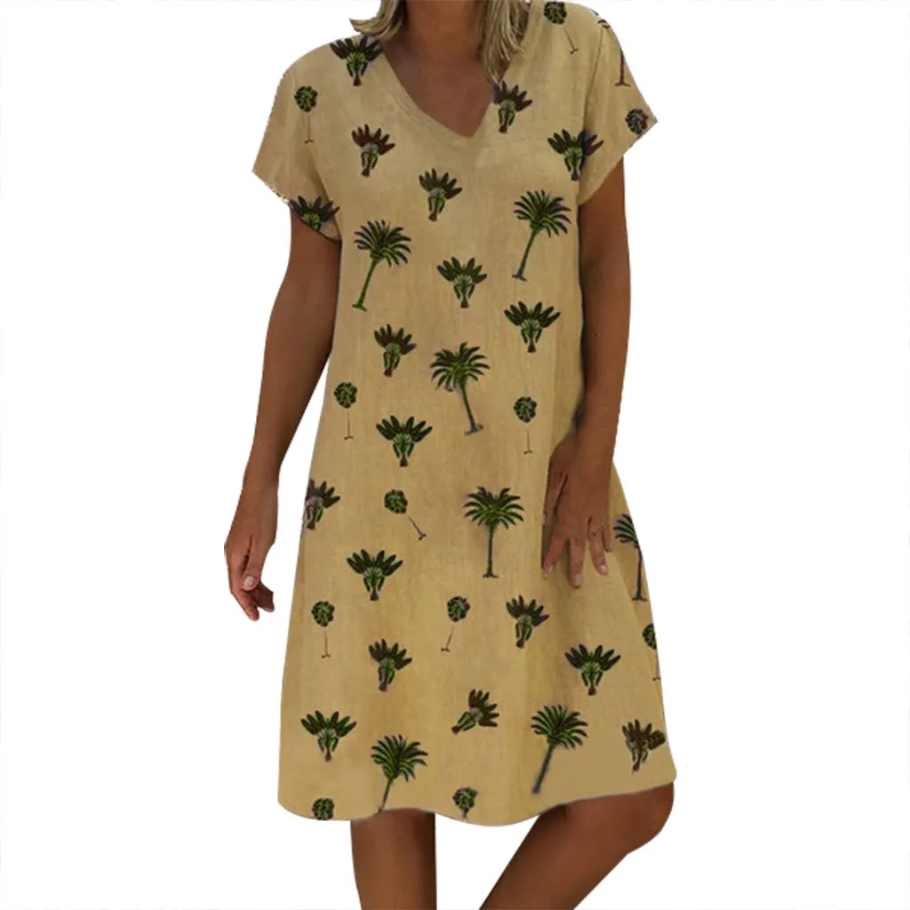 Женское платье с цветочным принтом JAYCOSIN Пляжное Платье-туника свободное