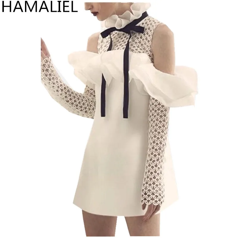 Женские вечерние платья HAMALIEL белое кружевное лоскутное платье с открытыми