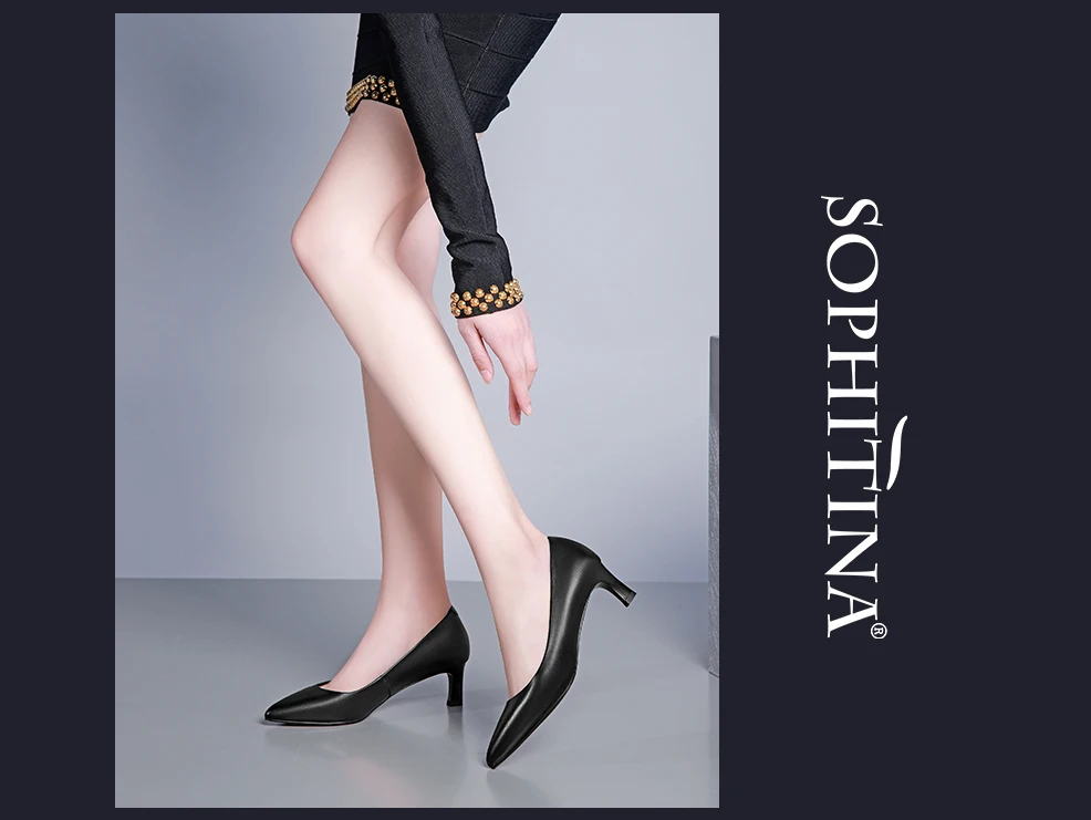SOPHITINA/Офисные туфли на тонком каблуке; женские туфли-лодочки из натуральной кожи с острым носком на очень высоком каблуке; классические туфли-лодочки POB1