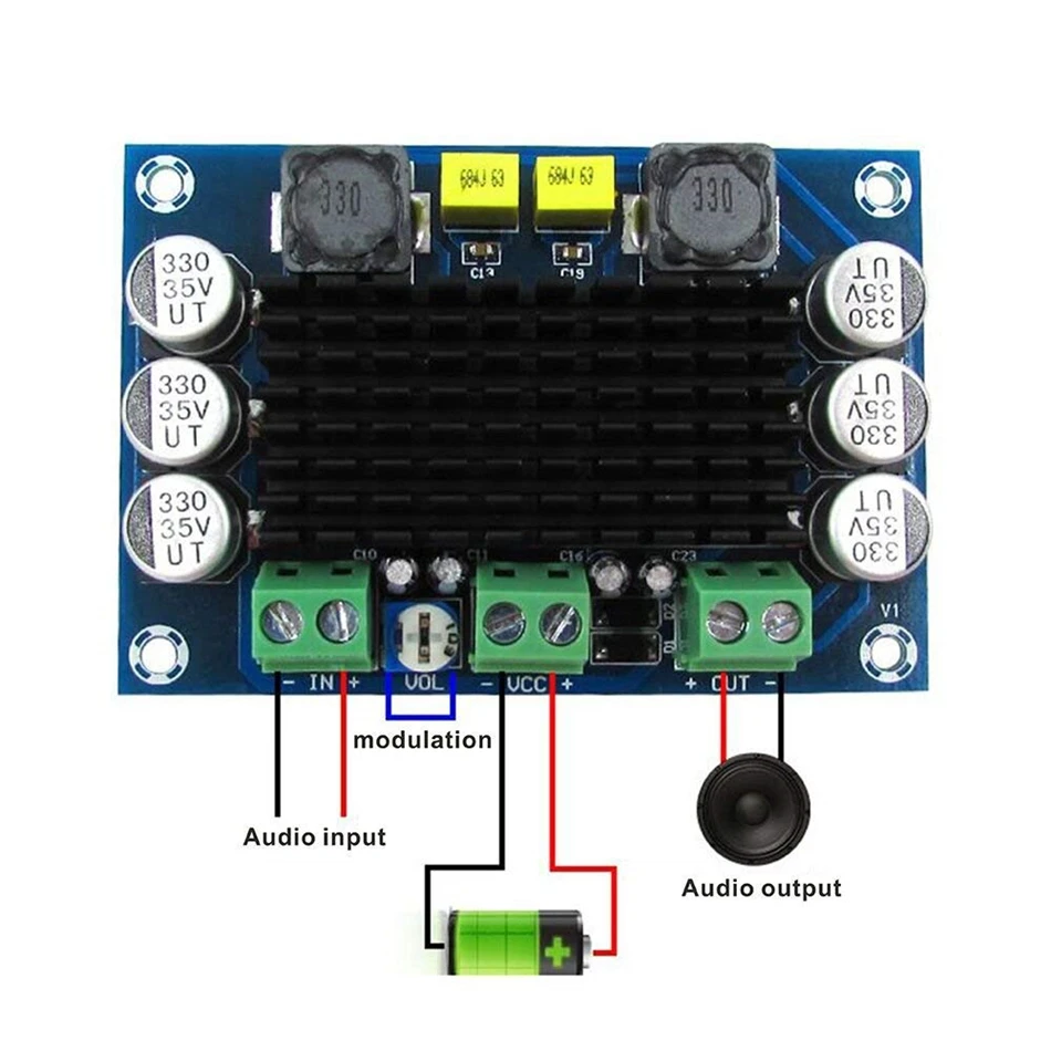 DC12-26 V XH-M542 Mono 100W цифровой усилитель мощности в TPA3116D2 одноканальный плата |
