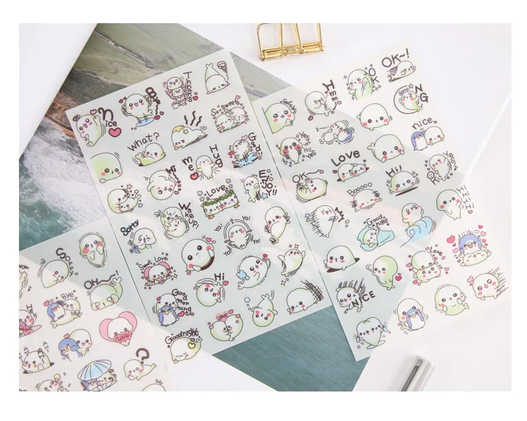 6 листов Kawaii Мультфильм Mamegoma милые канцелярские наклейки Скрапбукинг дневник выпечка в подарок упаковка ремесло DIY этикетка подарок для детей