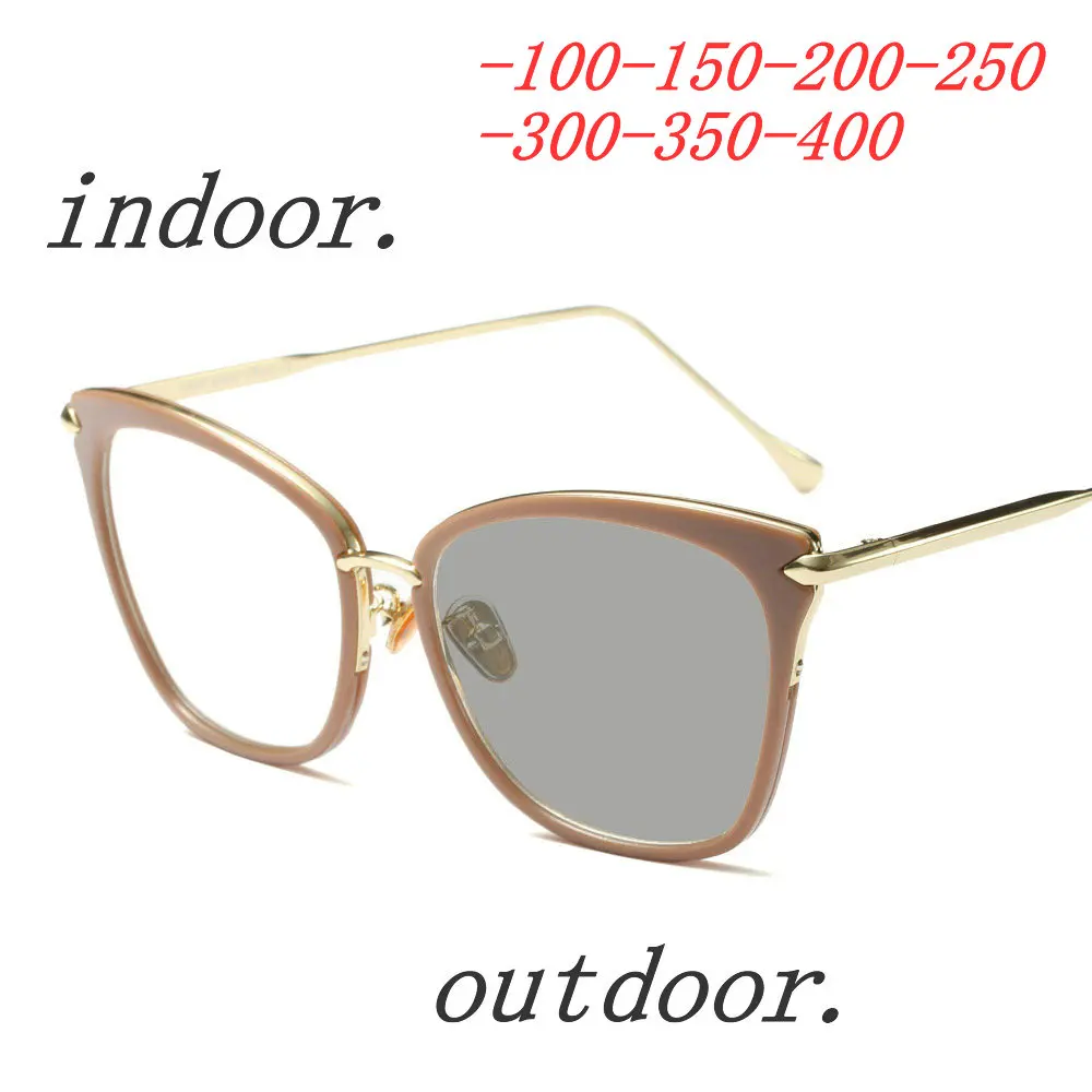 Очки солнцезащитные фотохромные в металлической оправе с футляром|Женские очки|