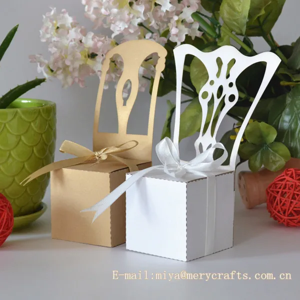 

laser cut wedding favor boxes chairs,hot sale white chair candy box from china supplier