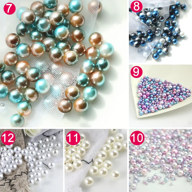 Круглые шарики с искусственным жемчугом разноцветные без отверстий для