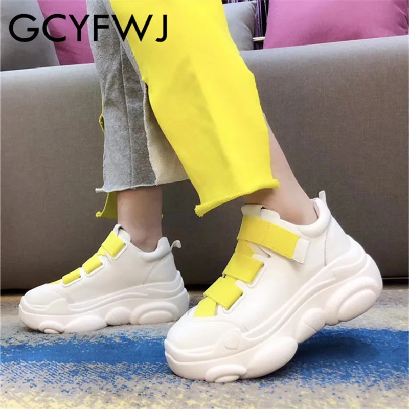 GCYFWJ/модные кроссовки женская обувь из натуральной кожи на толстой подошве