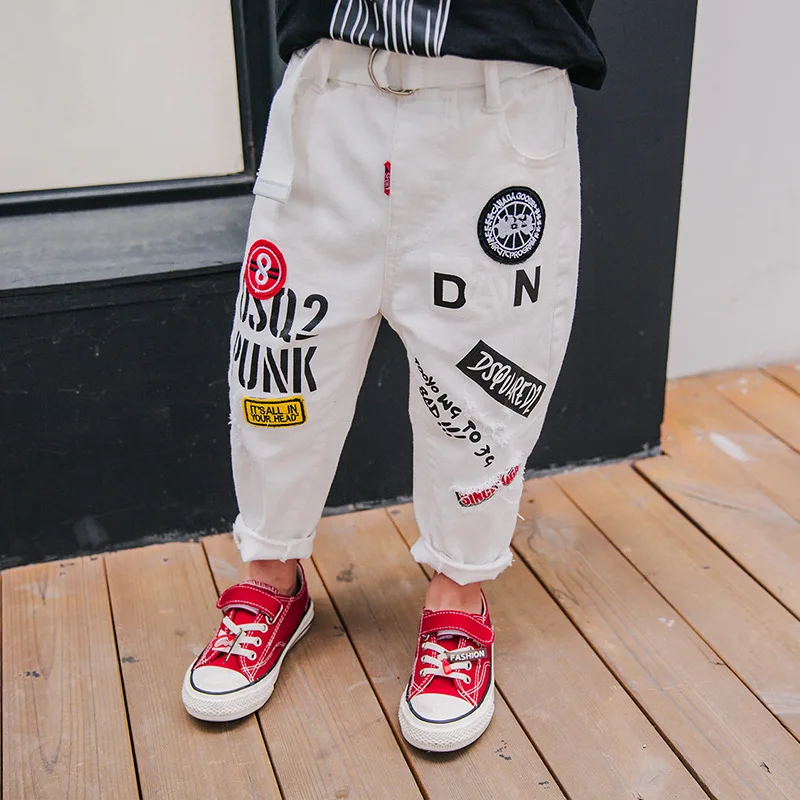 Повседневные штаны для мальчиков с 9 точками детские на весну и осень 2019 г. в виде