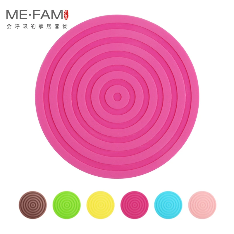 

ME.FAM 1 Pieces 10cm Round Ripples Silicone Cup Mat Heat Insulation Pad Non-slip Coasters For Cafe Kitchen Restaurant Office Bar