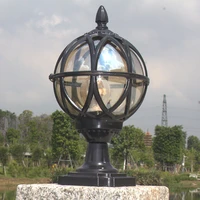 european outdoor patio post waterproof rust proof glass ball e27 die cast aluminum lighting bronze decorative outdoor lamp