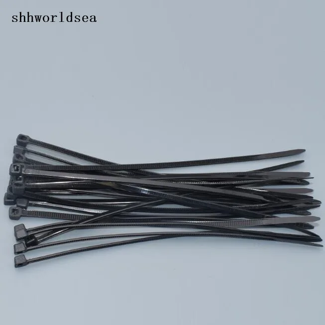 

shhworldsea 250PCS wholesal 8*200mm black Self-locking Plastic Nylon car wire Cable Ties,Wire Zip Tie
