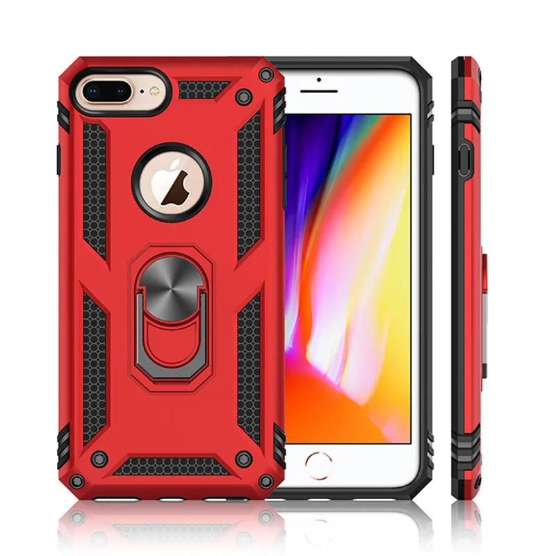 Противоударный тонкий твердый бронированный чехол для iPhone 6 7 8 Plus X XR XS MAX кольцо из