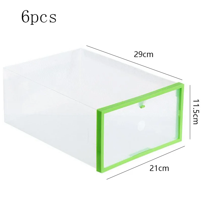Green-6pcs 6 шт./компл. креативная Складная Ящик коробки для хранения Комбинации прозрачный Портативный окружающую среду многоцелевой пыль-доказательство коробки для обуви - Цвет: Green-6pcs
