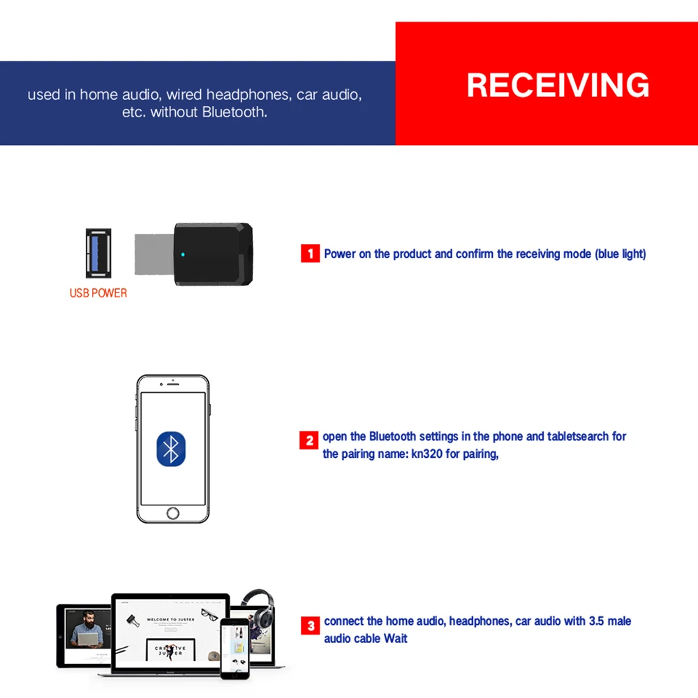 Bluetooth 5,0 USB Мини 3,5 мм AUX Автомобильный MP3-плеер Bluetooth аудио приемник адаптер для Динамик ТВ ПК