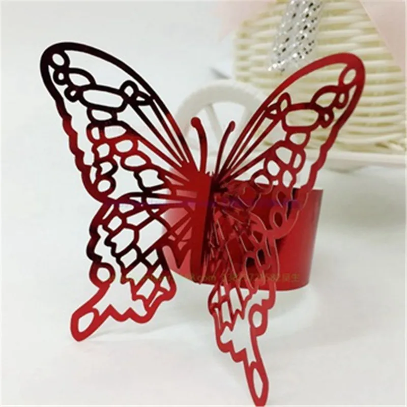 Креативная 100 шт лазерная резка пряжка держатель кольцо для салфеток бабочка рот