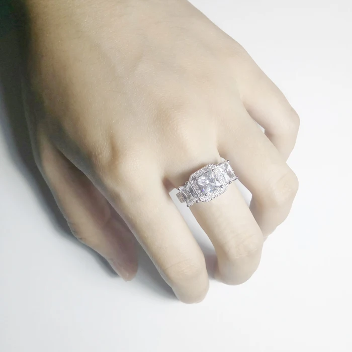 YINHED винтажное Женское Обручальное кольцо с тремя камнями 6 мм из стерлингового